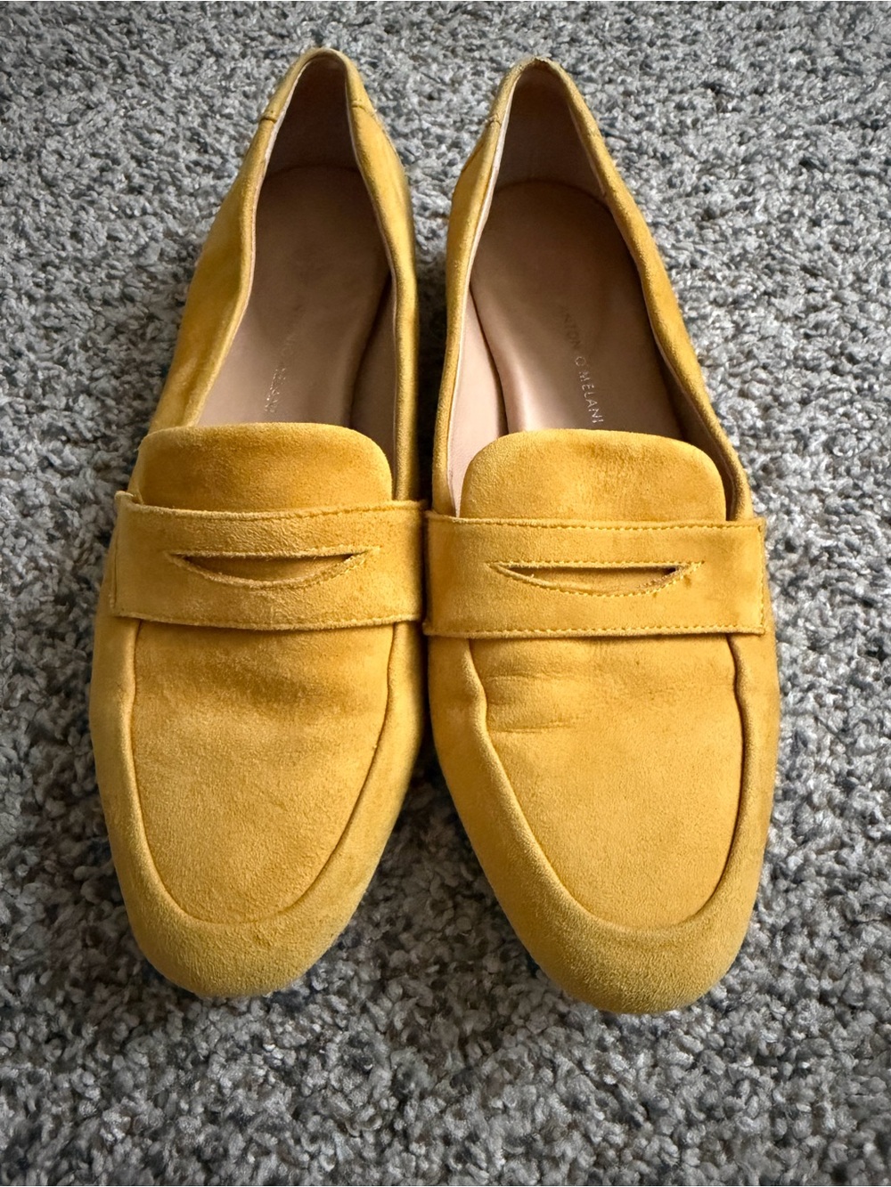 Antonio Melani Women's Yellow Suede Penny Loafer Flats Slip-On Almond Toe 8.5